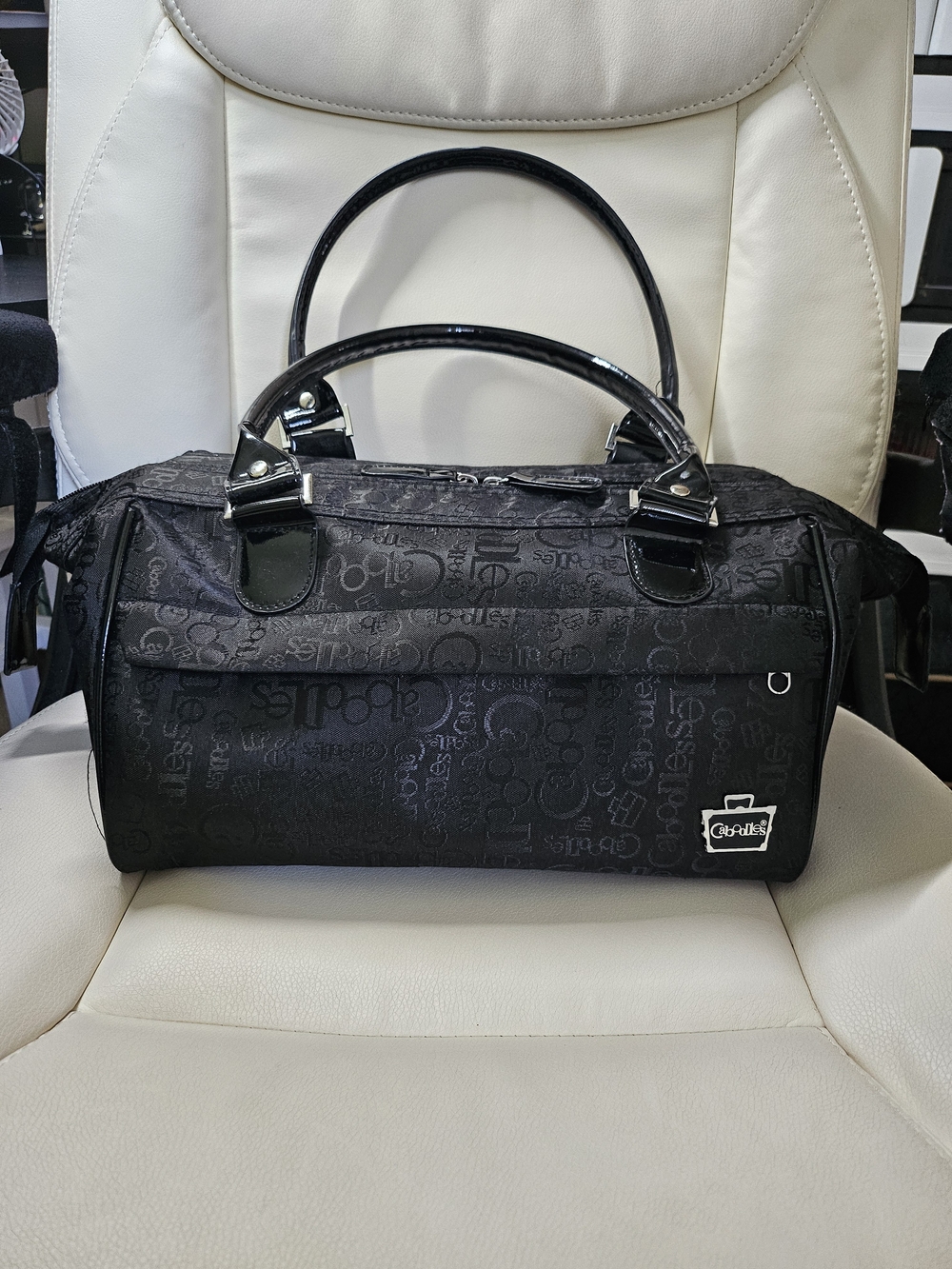 Caboodles Black Logo Jacquard Cosmetic Duffel